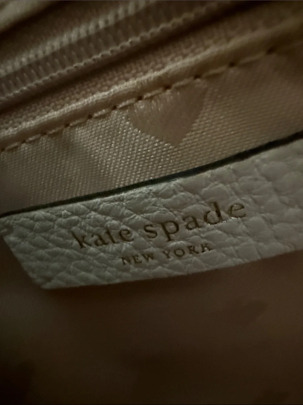 kate spade White and Blush/Tan Leather Shoulder Bag